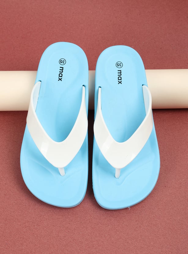 Girls Colourblocked V-Strap Flip Flops