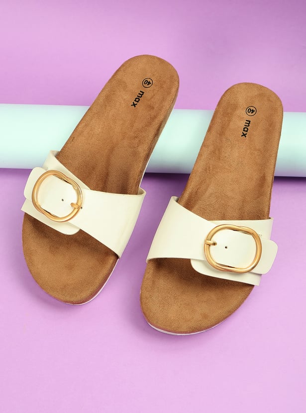 Women Colourblocked Flat Sandals with Buckle