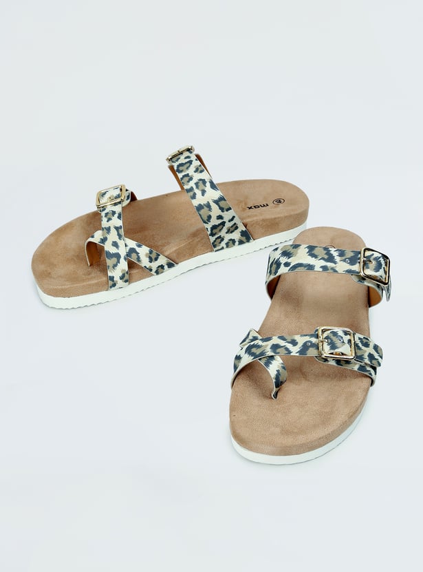 Women Animal Print Double Strap Sandals