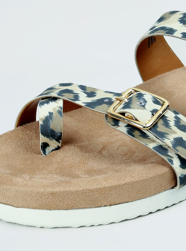 Women Animal Print Double Strap Sandals