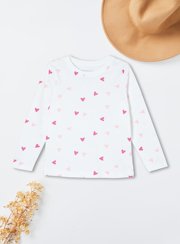 Girls Heart Print T-shirt