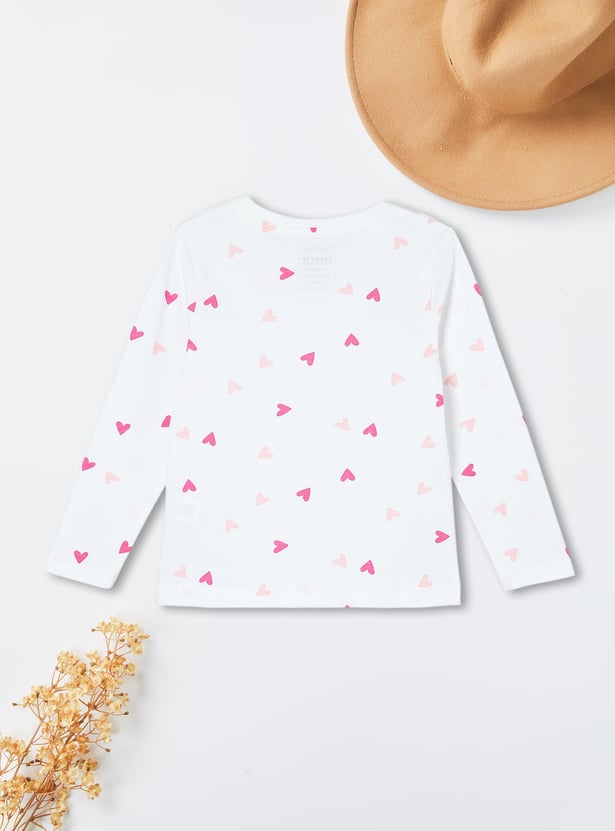 Girls Heart Print T-shirt