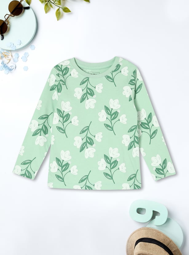 Girls Floral Printed T-shirt