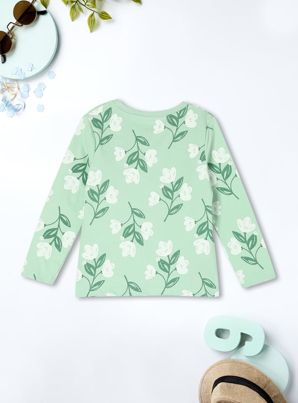 Girls Floral Printed T-shirt