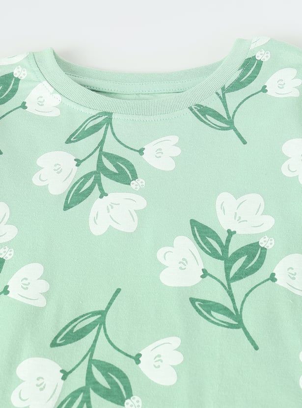 Girls Floral Printed T-shirt