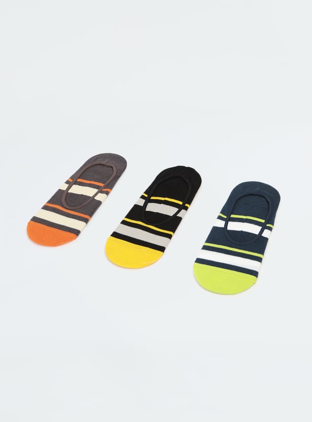 Men Striped No Show Socks - Pack of 3