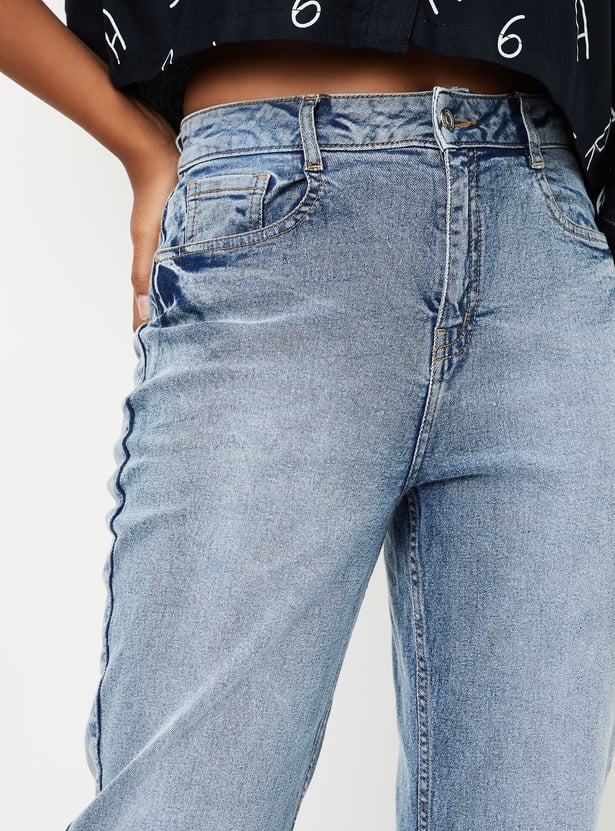 Women Straight Fit Washed Jeans