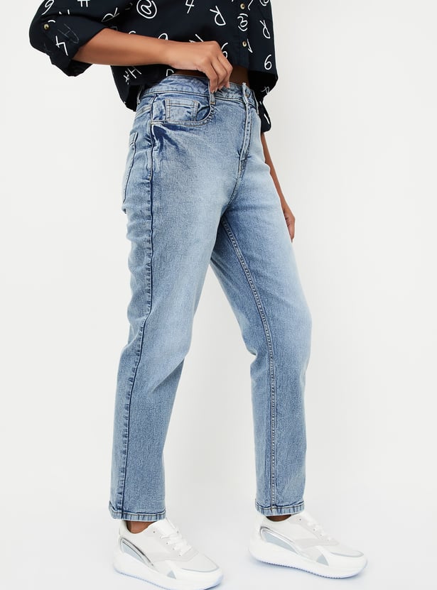 Women Straight Fit Washed Jeans