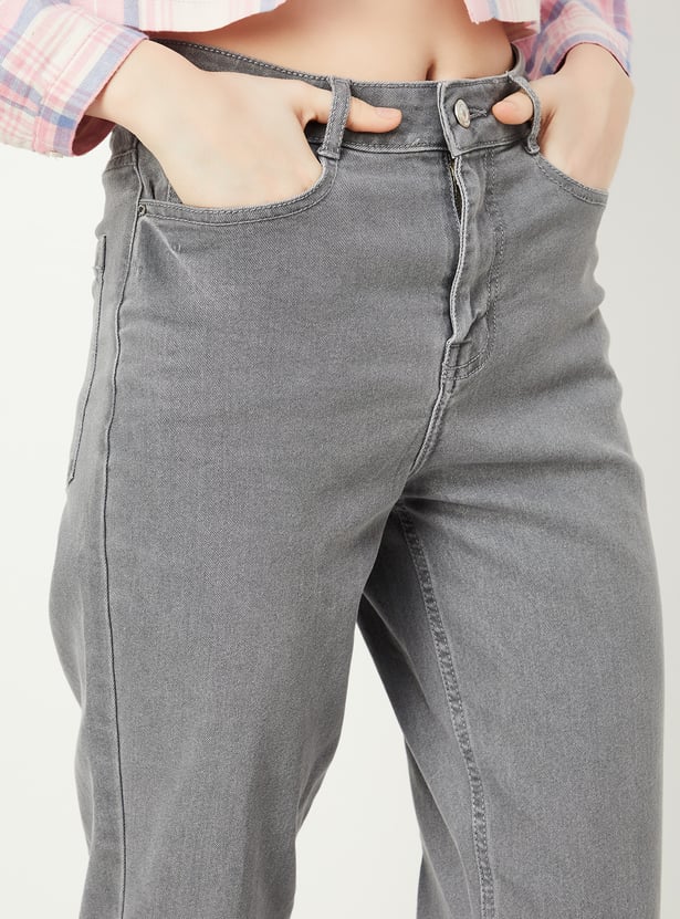 Women Straight Fit Washed Jeans