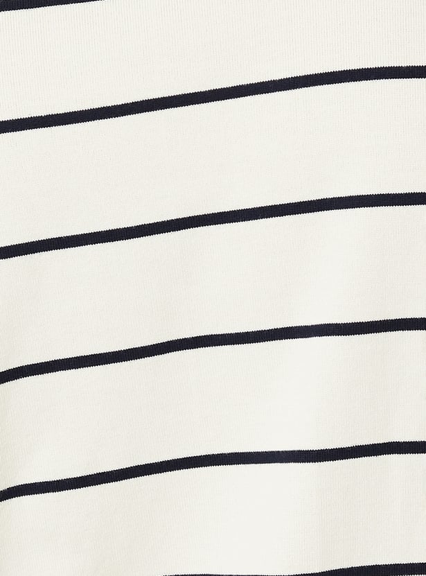 Men Striped Polo T-shirt with Full Sleeves