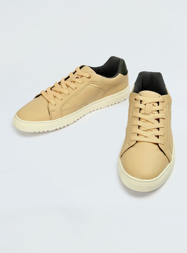 Men Solid Lace-Up Sneakers