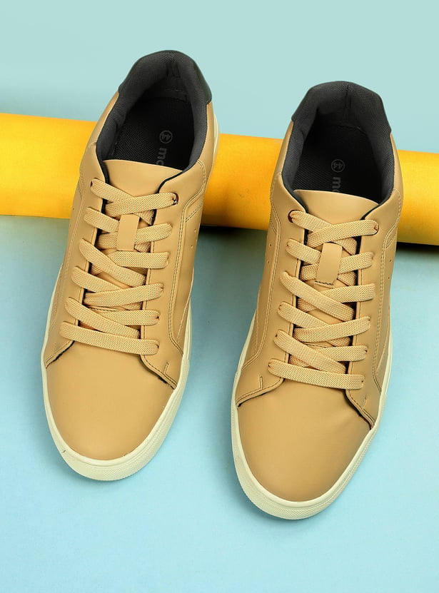 Men Solid Lace-Up Sneakers