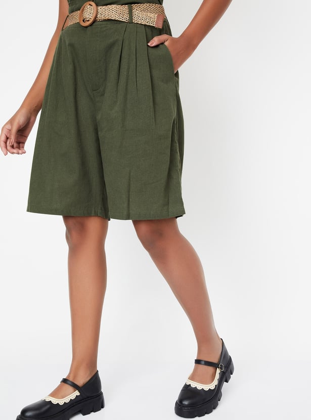 Kalki x Max Women Solid Belted Shorts