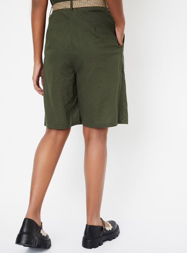Kalki x Max Women Solid Belted Shorts