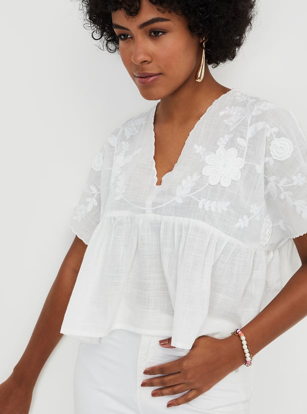 Kalki x Max Women Embroidered Peplum Top