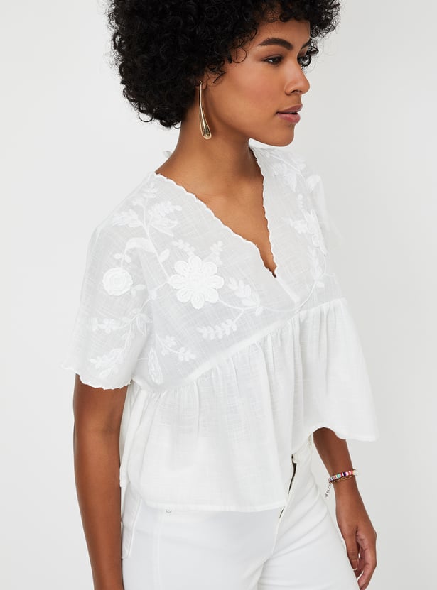 Kalki x Max Women Embroidered Peplum Top