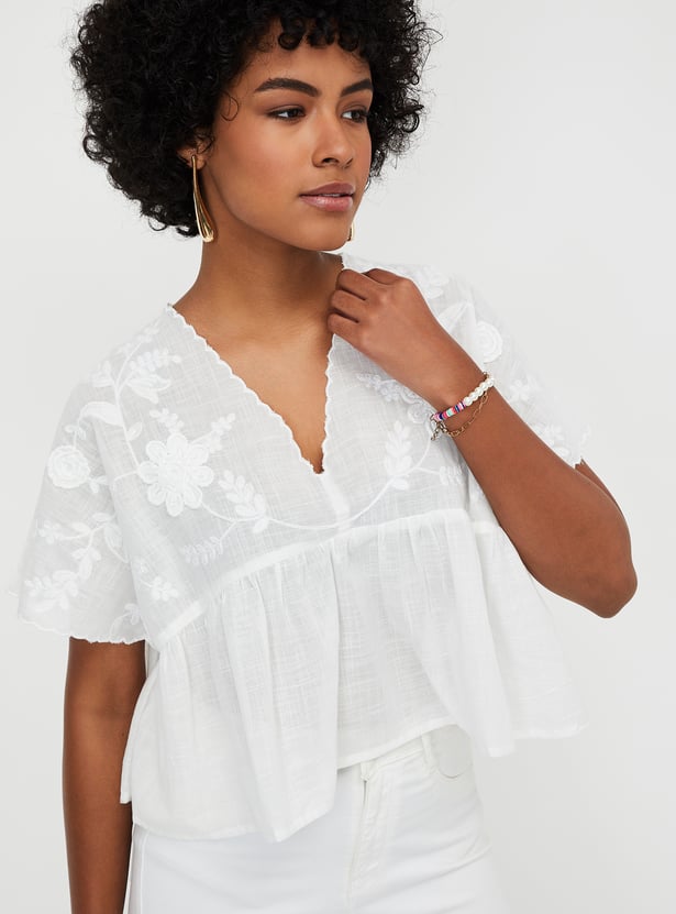 Kalki x Max Women Embroidered Peplum Top