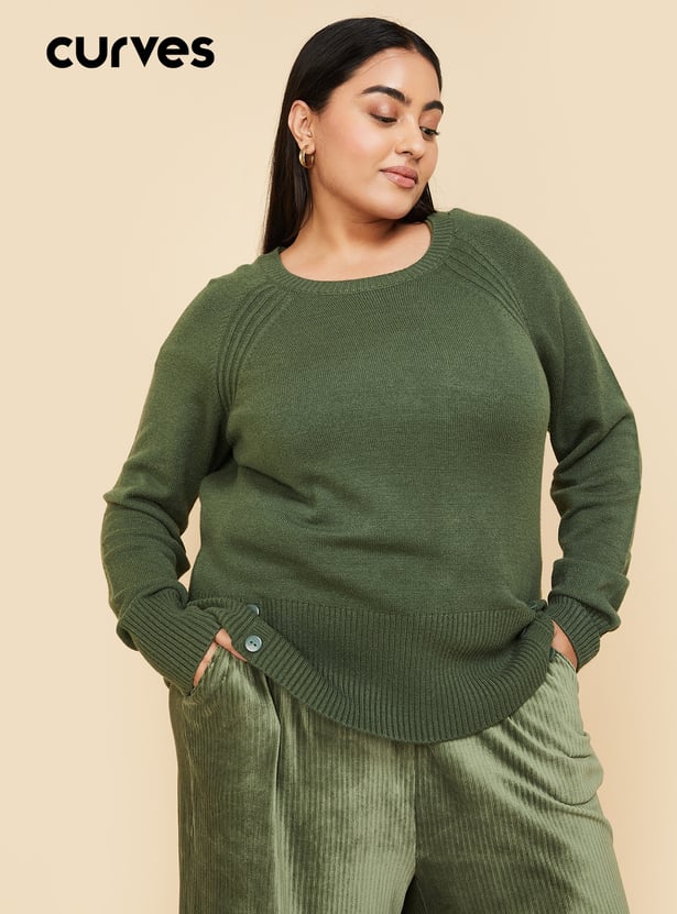 Buy Women Knit Sweater with Button Details Online at just Rs