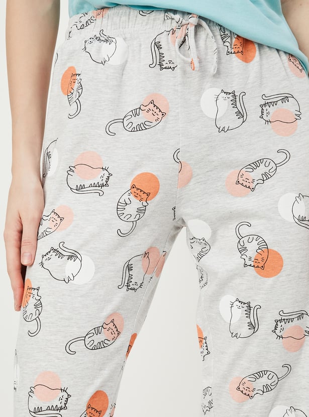 Women Printed Knit Pyjamas