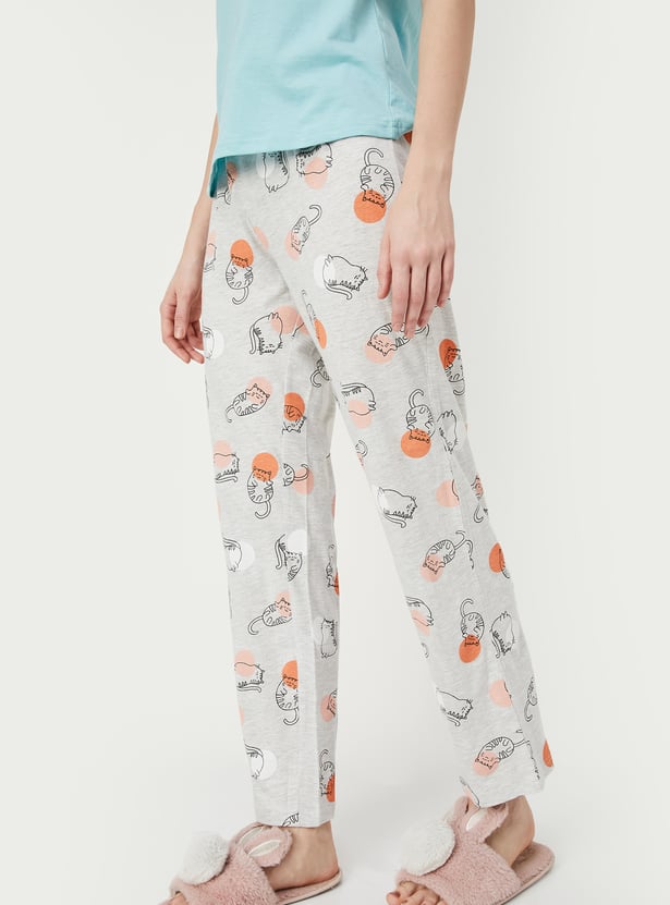 Women Printed Knit Pyjamas