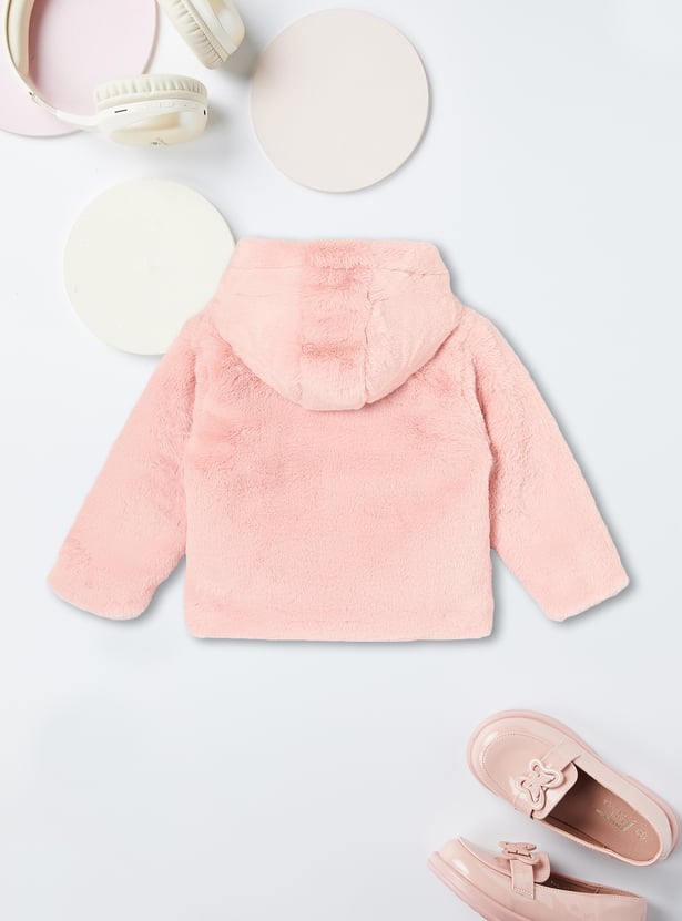 Girls Textured Hooded Jacket