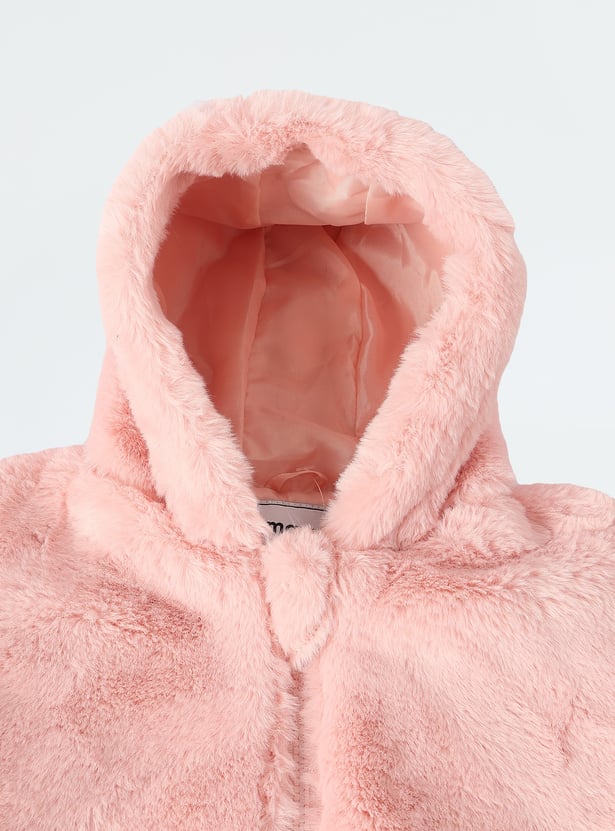 Girls Textured Hooded Jacket