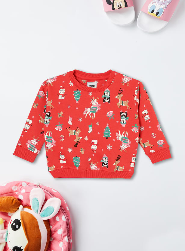 Girls Chrismas Printed Sweatshirt