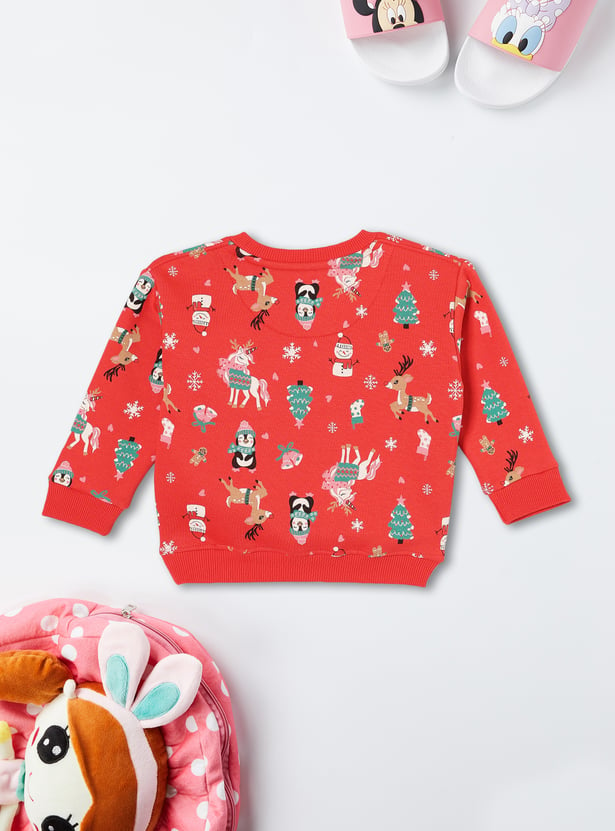 Girls Chrismas Printed Sweatshirt