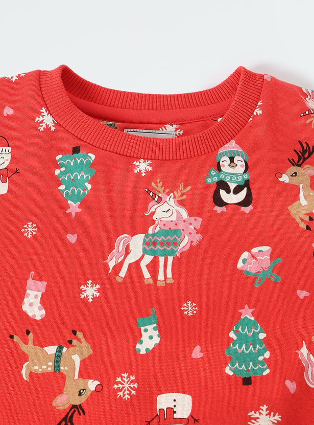 Girls Chrismas Printed Sweatshirt