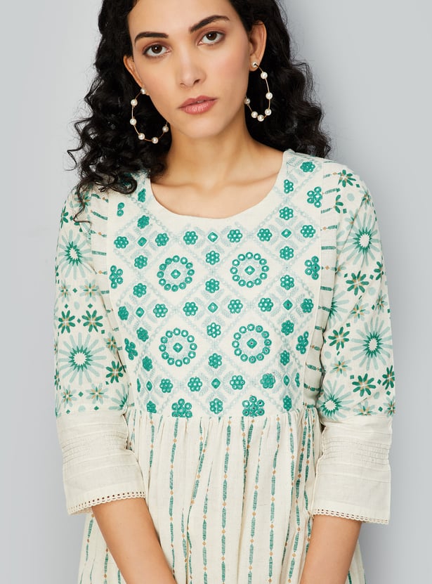 Women Embroidered Yoke Straight Kurta