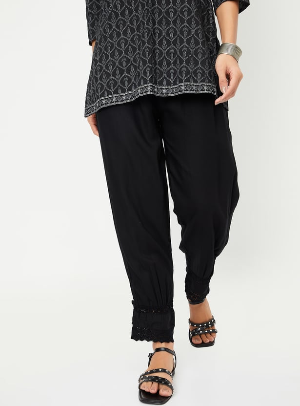 Women Lace Hem Salwar Pants