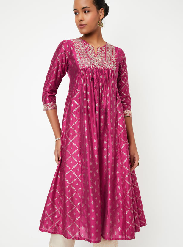 Kalki x Max Women Foil Printed Kalidar Kurta