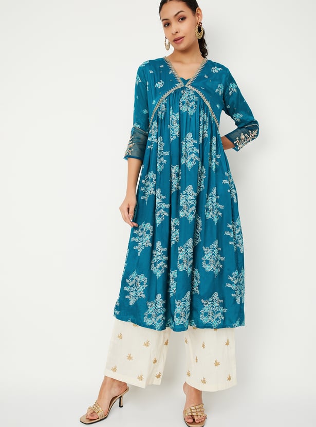 Kalki x Max Women Floral Print Alia Cut Kurta