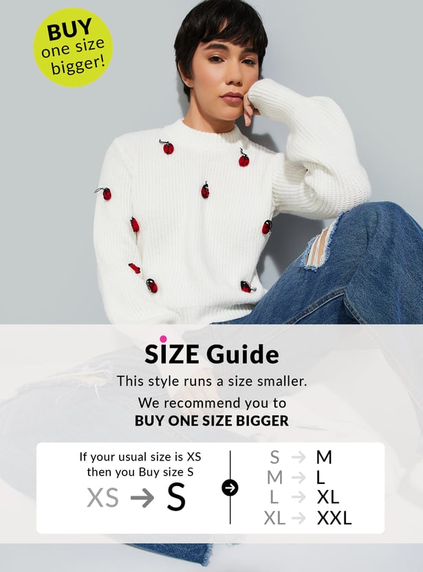 URB_N Women Bug Crochet Sweater