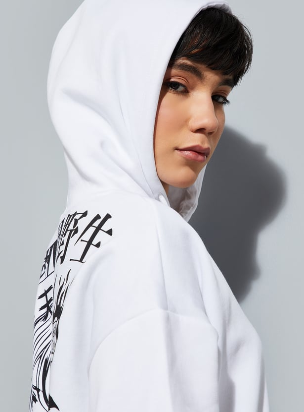 URB_N Women Back Printed Hooded Sweatshirt