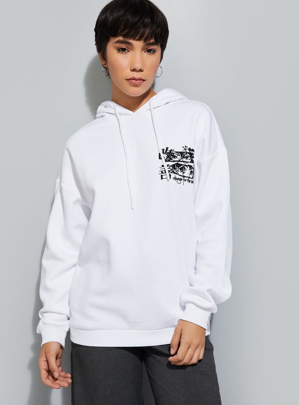 URB_N Women Back Printed Hooded Sweatshirt