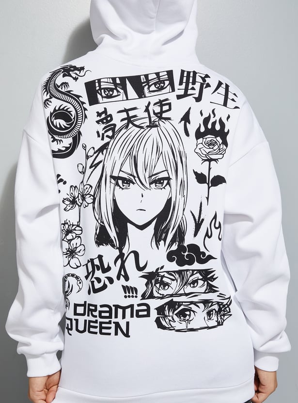 URB_N Women Back Printed Hooded Sweatshirt