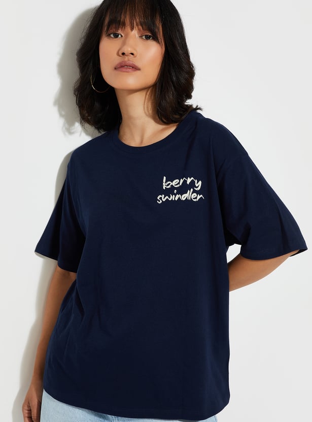 Buy URB_N Women Relaxed Fit Back Printed T-shirt Online at just Rs