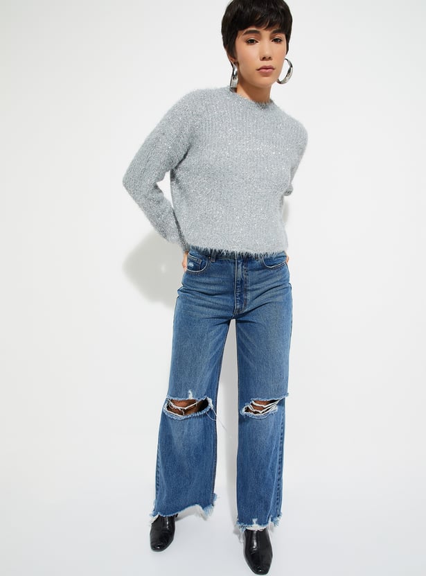 URB_N Women Shimmery Sweater