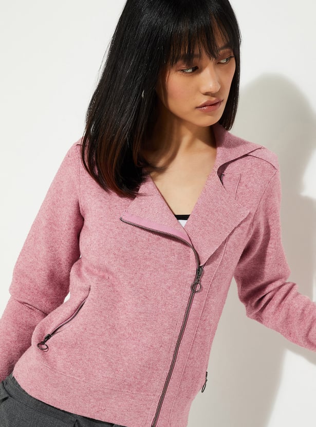 URB_N Women Knit Zip-Up Jacket