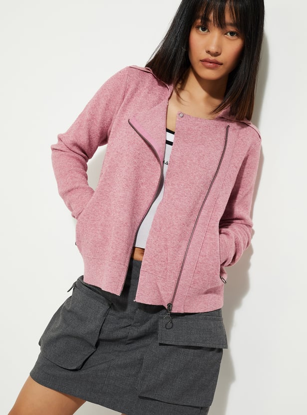 URB_N Women Knit Zip-Up Jacket