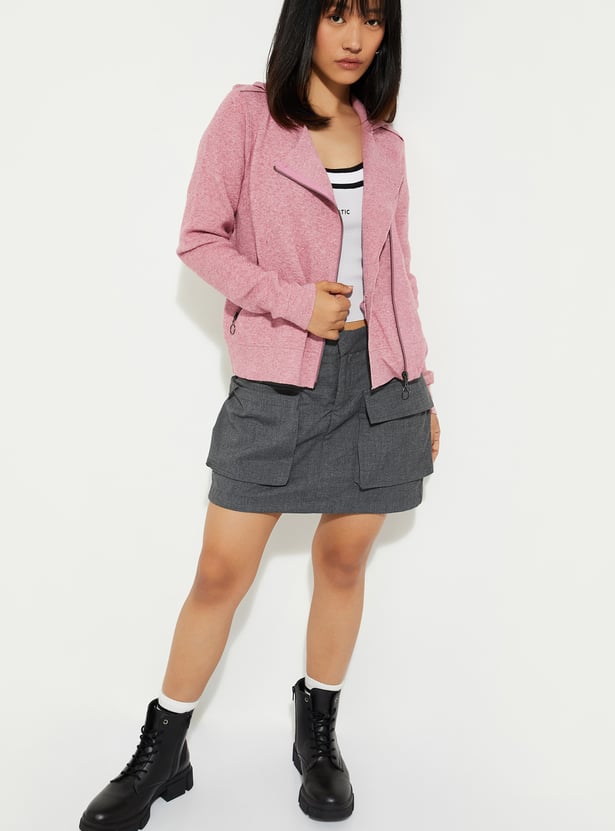 URB_N Women Knit Zip-Up Jacket