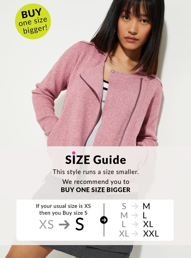URB_N Women Knit Zip-Up Jacket