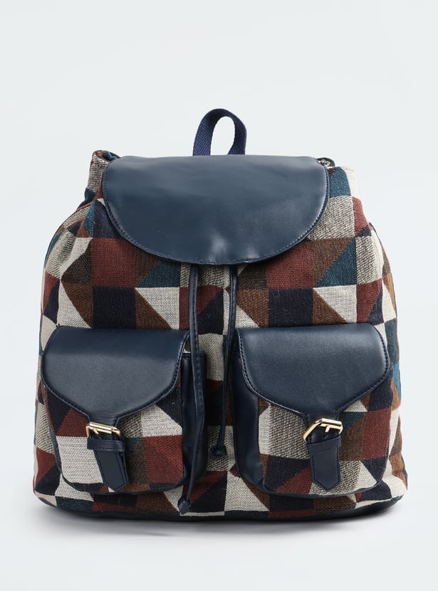 Women Jacquard Colourblock Backpack