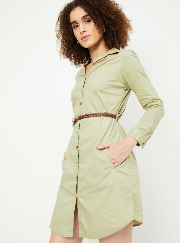 Women Solid Belted Tunic
