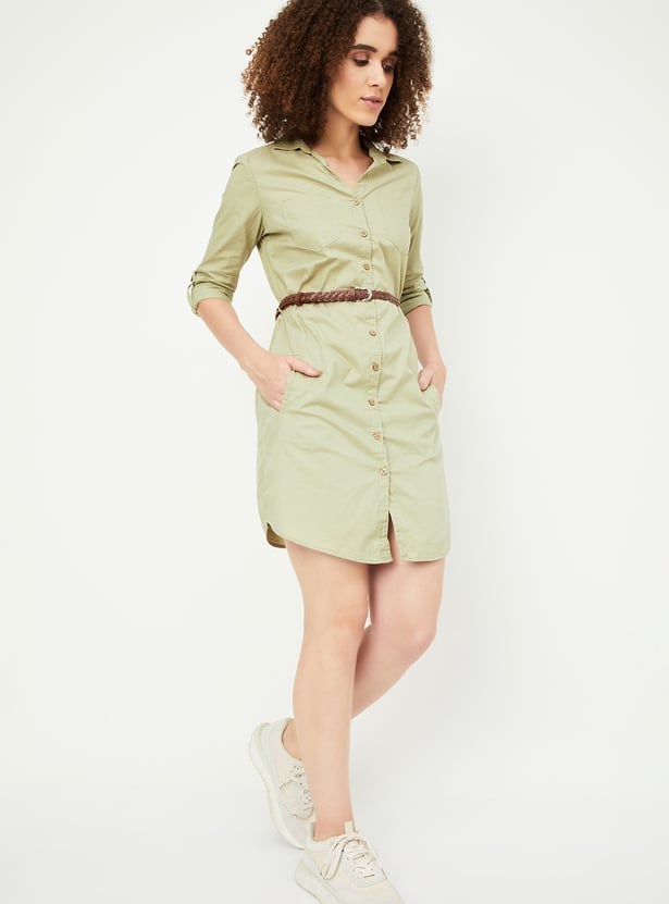 Women Solid Belted Tunic