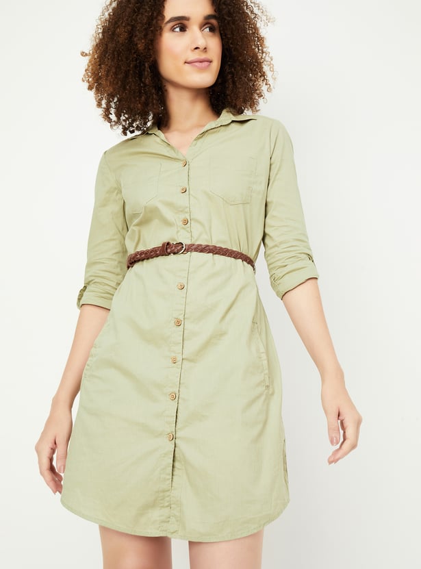 Women Solid Belted Tunic