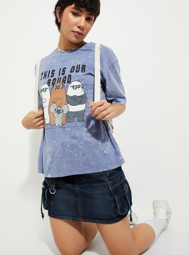 URB_N Women We Bare Bears Print Boxy Fit T-shirt