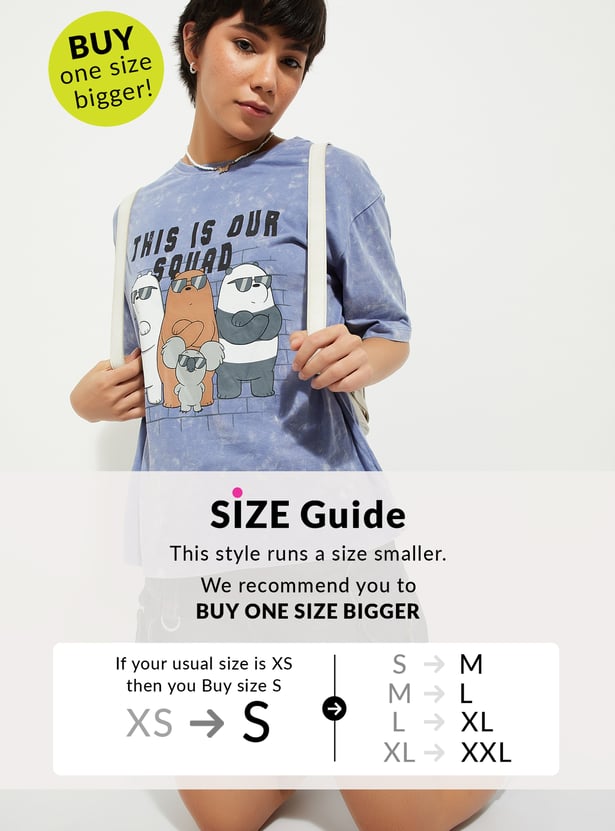 URB_N Women We Bare Bears Print Boxy Fit T-shirt