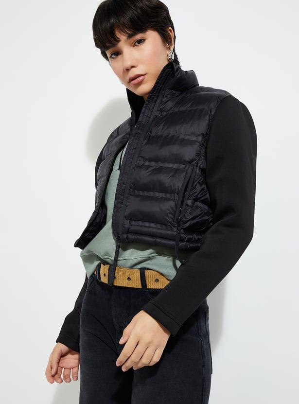 URB_N Women Puffer Jacket with Scuba Sleeves